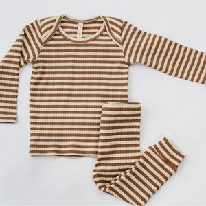 Quincy Mae Cinnamon Stripe Ribbed Set